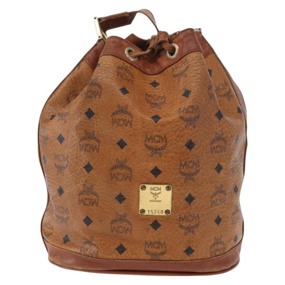 MCM Logogram Vicetos Shoulder Bag PVC Leather Brown Gold Auth ka458