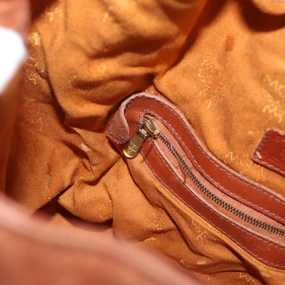 MCM Logogram Vicetos Shoulder Bag PVC Leather Brown Gold Auth ka458