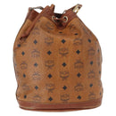 MCM Logogram Vicetos Shoulder Bag PVC Leather Brown Gold Auth ka458-2