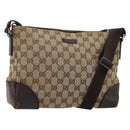 GUCCI GG Canvas Shoulder Bag Brown Silver 114273 Auth ka4581-1