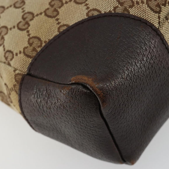 GUCCI GG Canvas Shoulder Bag Brown Silver 114273 Auth ka4581