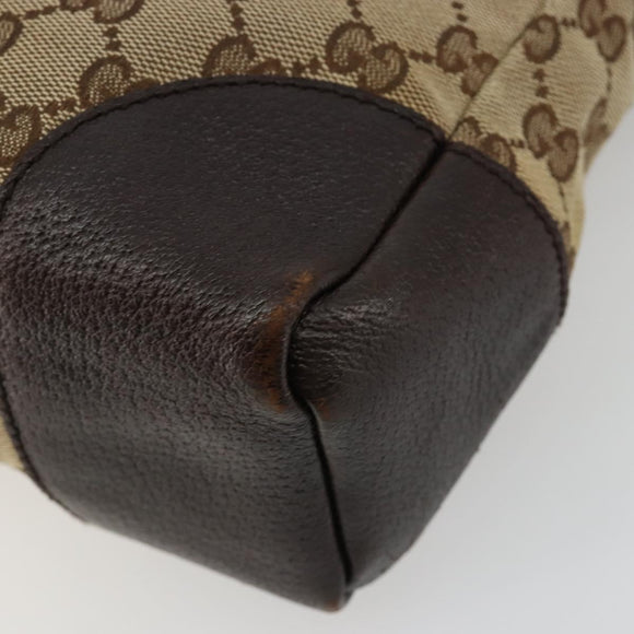 GUCCI GG Canvas Shoulder Bag Brown Silver 114273 Auth ka4581