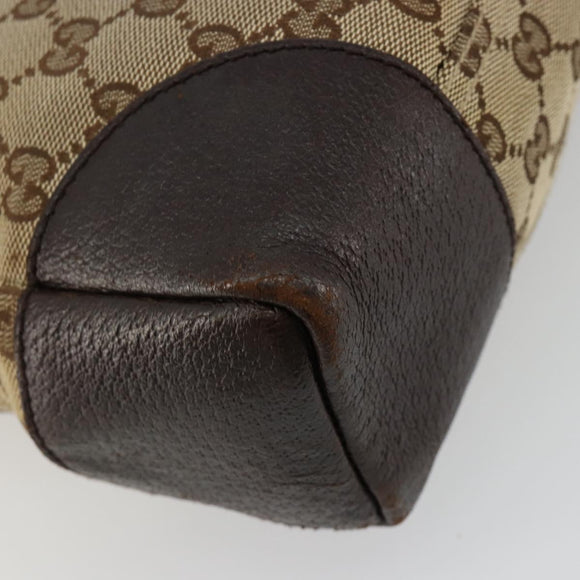 GUCCI GG Canvas Shoulder Bag Brown Silver 114273 Auth ka4581