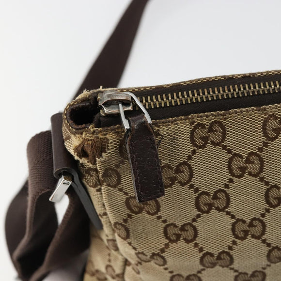GUCCI GG Canvas Shoulder Bag Brown Silver 114273 Auth ka4581