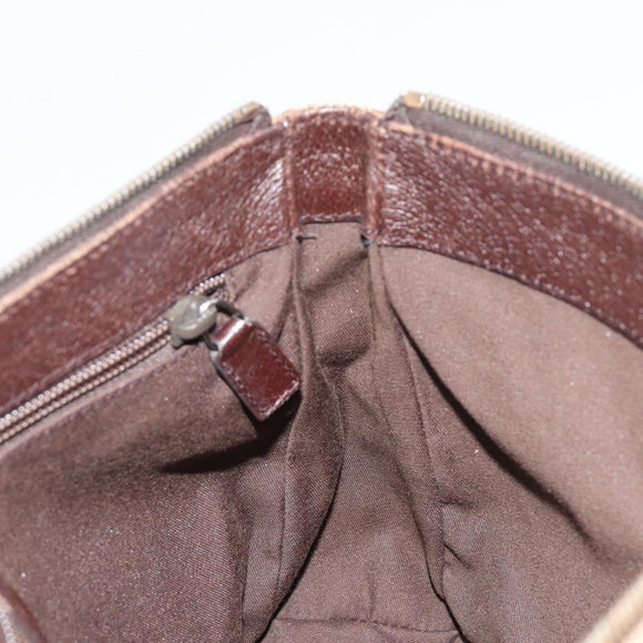 GUCCI GG Canvas Shoulder Bag Brown Silver 114273 Auth ka4581