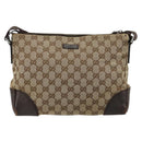 GUCCI GG Canvas Shoulder Bag Brown Silver 114273 Auth ka4581-13