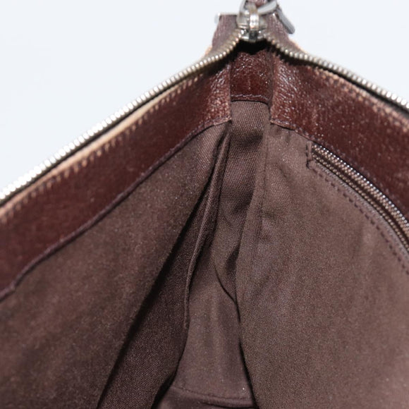 GUCCI GG Canvas Shoulder Bag Brown Silver 114273 Auth ka4581