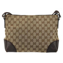 GUCCI GG Canvas Shoulder Bag Brown Silver 114273 Auth ka4581-2