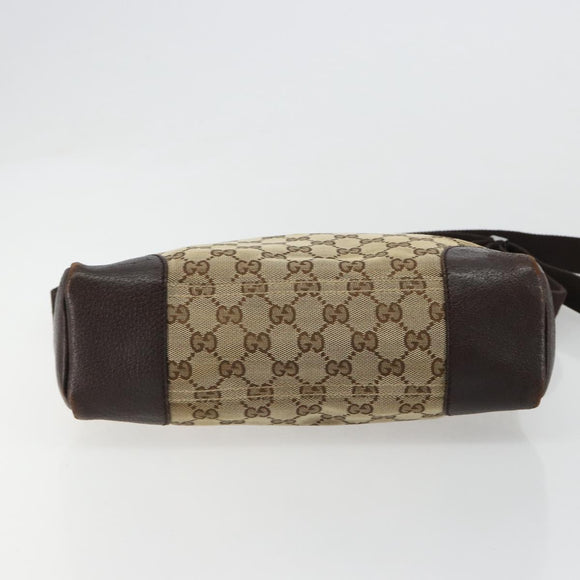 GUCCI GG Canvas Shoulder Bag Brown Silver 114273 Auth ka4581