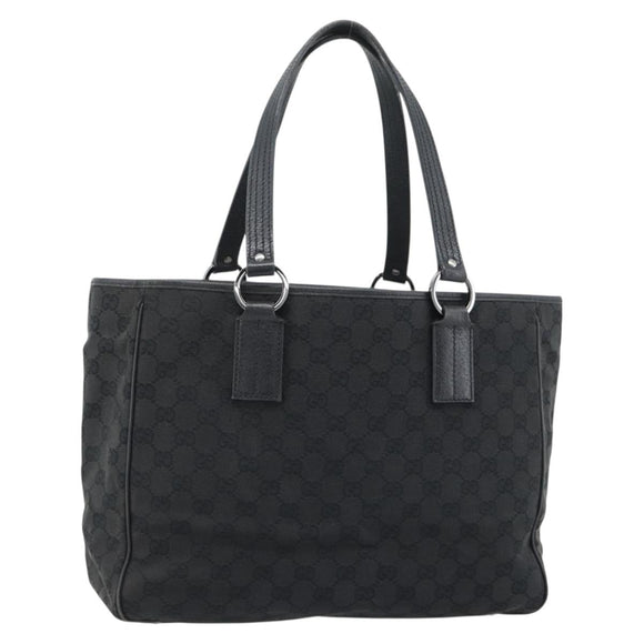 GUCCI GG Canvas Hand Bag Black Silver 113017 Auth ka4582