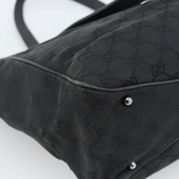 GUCCI GG Canvas Hand Bag Black Silver 113017 Auth ka4582