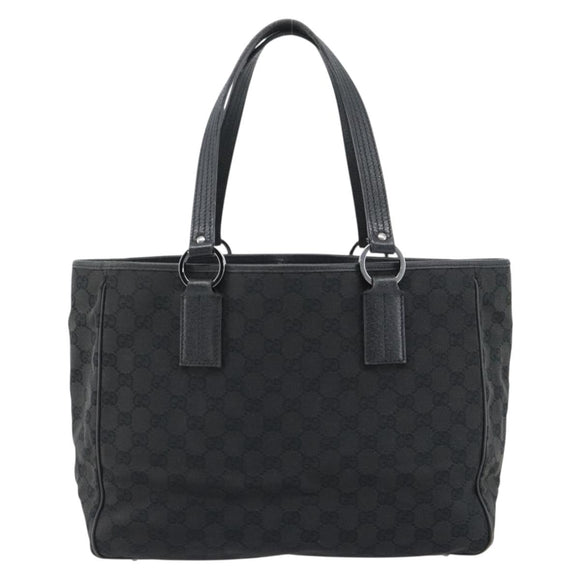 GUCCI GG Canvas Hand Bag Black Silver 113017 Auth ka4582