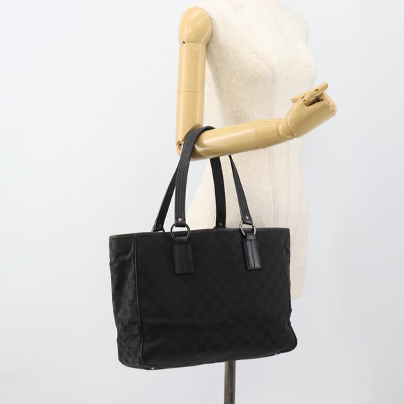 GUCCI GG Canvas Hand Bag Black Silver 113017 Auth ka4582
