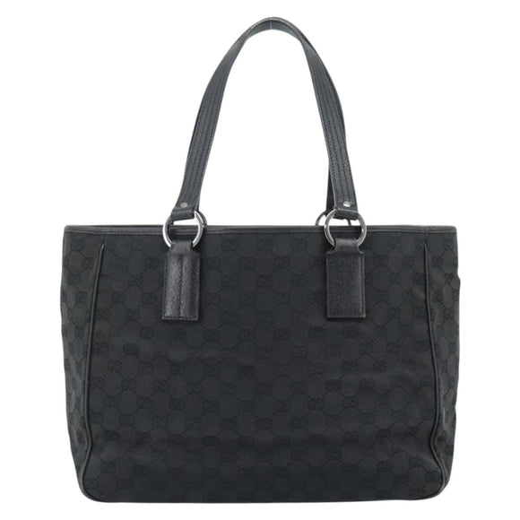 GUCCI GG Canvas Hand Bag Black Silver 113017 Auth ka4582