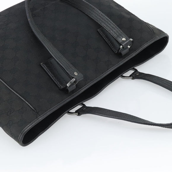 GUCCI GG Canvas Hand Bag Black Silver 113017 Auth ka4582