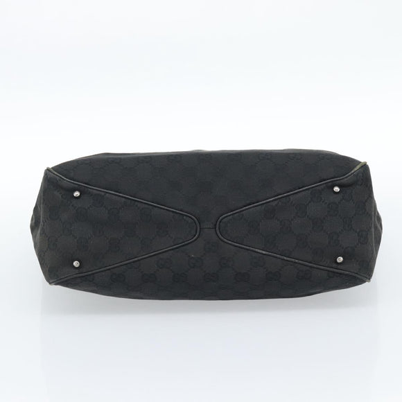 GUCCI GG Canvas Hand Bag Black Silver 113017 Auth ka4582