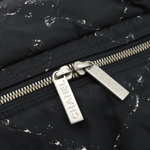 CHANEL New Travel Line Hand Bag Nylon Black Silver CC Auth ka4585A