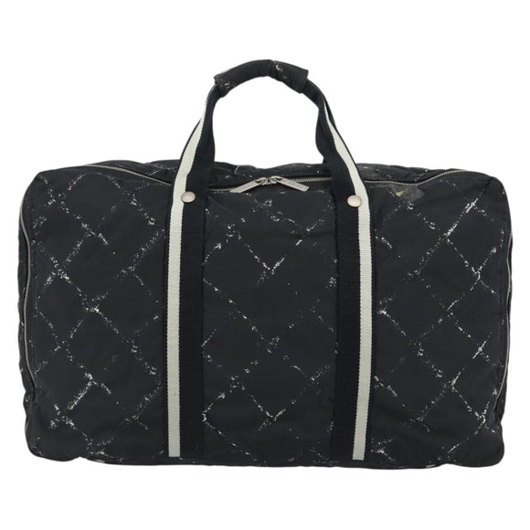 CHANEL New Travel Line Hand Bag Nylon Black Silver CC Auth ka4585A