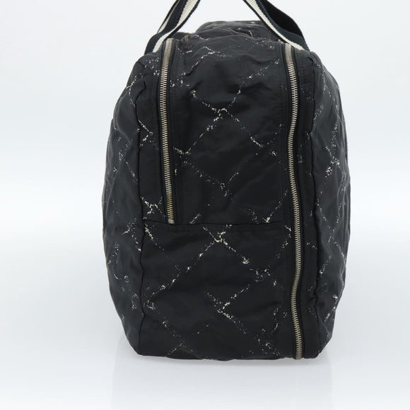 CHANEL New Travel Line Handtasche Nylon Schwarz Silber CC Auth ka4585A