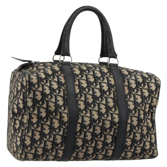 Christian Dior Trotter Canvas Hand Bag Navy Silver Auth ka4588