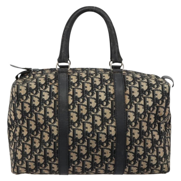 Christian Dior Trotter Canvas Hand Bag Navy Silver Auth ka4588