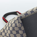 GUCCI GG Canvas Sherry Line Hand Bag Navy Silver 131228 Auth ka4590-11