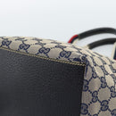 GUCCI GG Canvas Sherry Line Hand Bag Navy Silver 131228 Auth ka4590-12