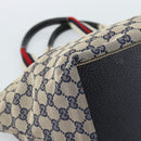 GUCCI GG Canvas Sherry Line Hand Bag Navy Silver 131228 Auth ka4590-13