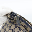 GUCCI GG Canvas Sherry Line Hand Bag Navy Silver 131228 Auth ka4590-14