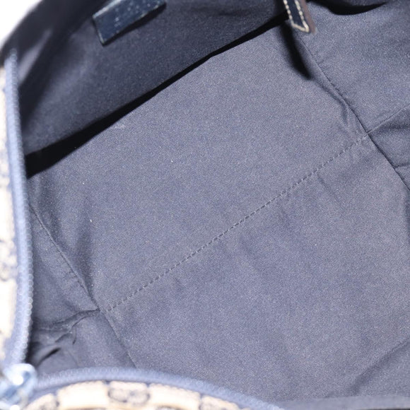 GUCCI GG Canvas Sherry Line Hand Bag Navy Silver 131228 Auth ka4590