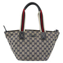 GUCCI GG Canvas Sherry Line Hand Bag Navy Silver 131228 Auth ka4590-2