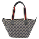 GUCCI GG Canvas Sherry Line Hand Bag Navy Silver 131228 Auth ka4590-3
