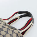 GUCCI GG Canvas Sherry Line Hand Bag Navy Silver 131228 Auth ka4590-8