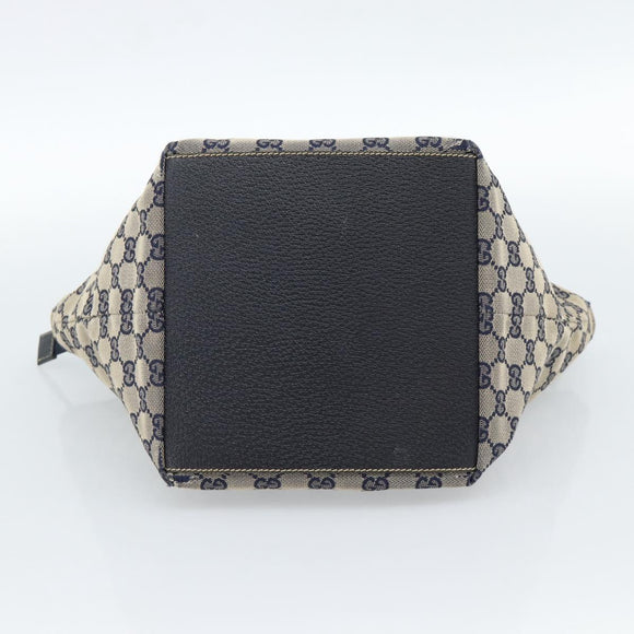 GUCCI GG Canvas Sherry Line Hand Bag Navy Silver 131228 Auth ka4590