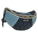 Miu Miu Body Bag Leather Blue Gold Auth ka4593V-1