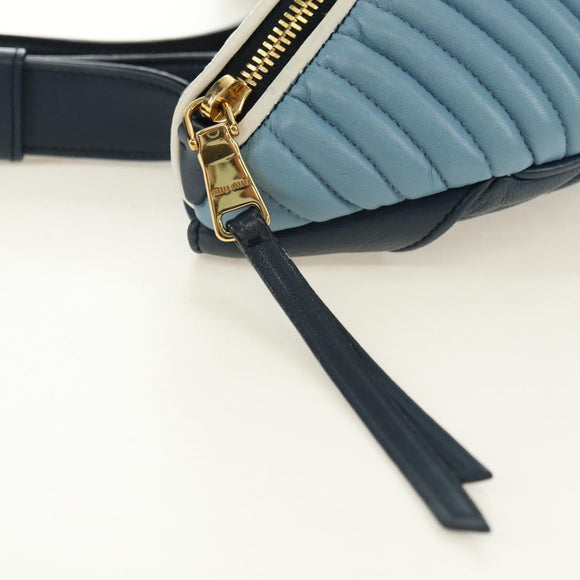 Miu Miu Body Bag Leather Blue Gold Auth ka4593V