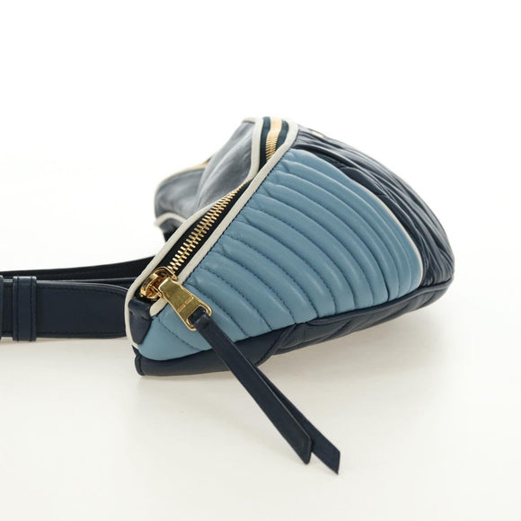 Miu Miu Body Bag Leather Blue Gold Auth ka4593V
