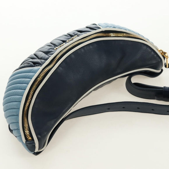 Miu Miu Body Bag Leather Blue Gold Auth ka4593V