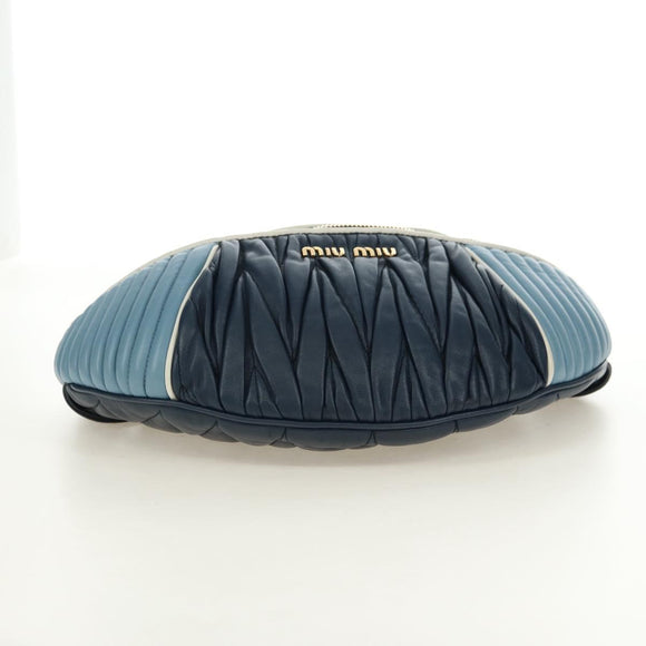 Miu Miu Body Bag Leather Blue Gold Auth ka4593V