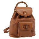 GUCCI Bamboo Backpack Leather Brown Gold Auth ka4595-1