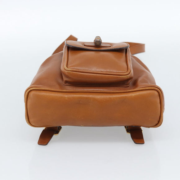 GUCCI Bamboo Backpack Leather Brown Gold Auth ka4595