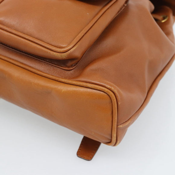 GUCCI Bamboo Backpack Leather Brown Gold Auth ka4595