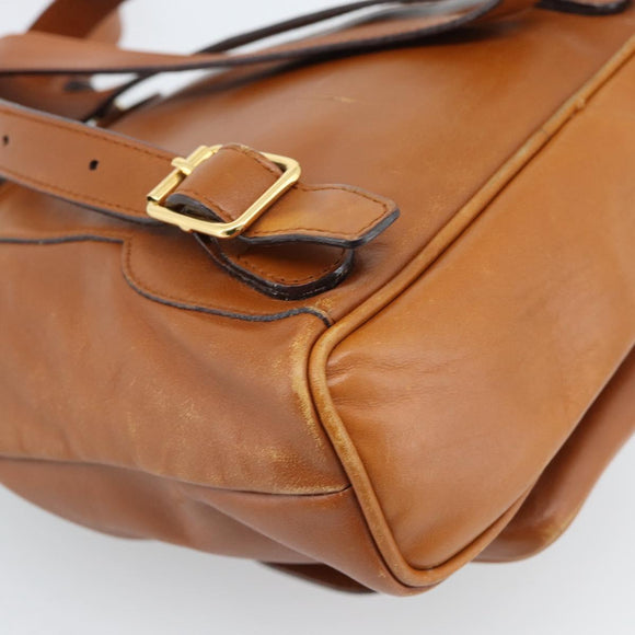 GUCCI Bamboo Backpack Leather Brown Gold Auth ka4595