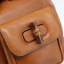 GUCCI Bamboo Backpack Leather Brown Gold Auth ka4595-18