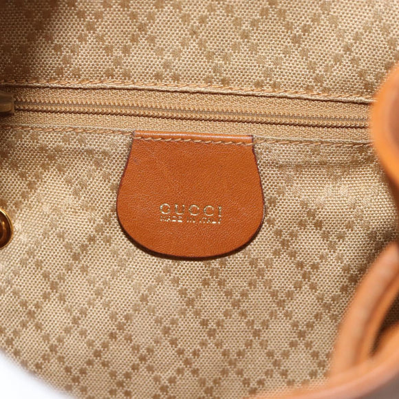 GUCCI Bamboo Backpack Leather Brown Gold Auth ka4595
