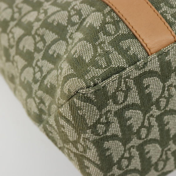 Christian Dior Trotter Canvas Hand Bag Green Gold Auth ka4602