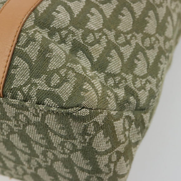 Christian Dior Trotter Canvas Hand Bag Green Gold Auth ka4602