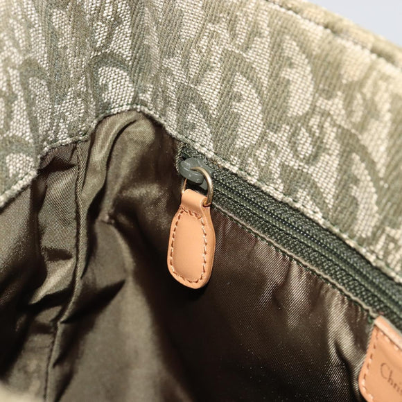 Christian Dior Trotter Canvas Hand Bag Green Gold Auth ka4602