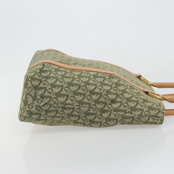 Christian Dior Trotter Canvas Hand Bag Green Gold Auth ka4602