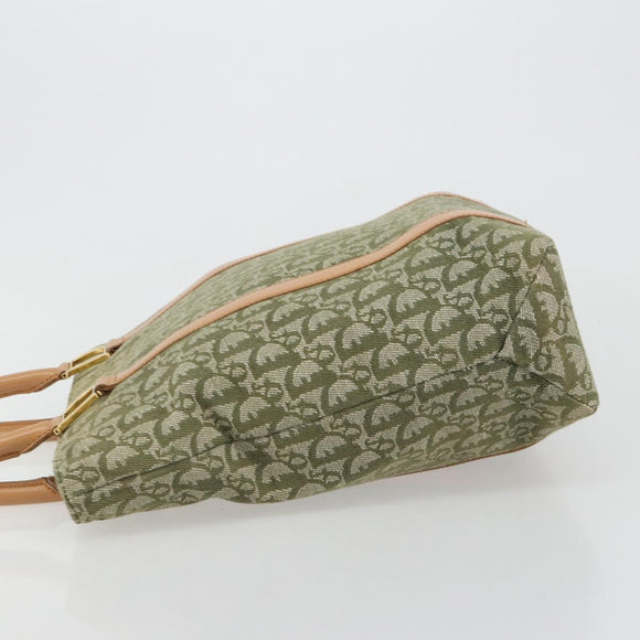 Christian Dior Trotter Canvas Hand Bag Green Gold Auth ka4602